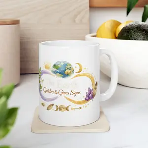 Moon Phases Crystal Crescent Mug | Astrology Boho Ceramic Coffee Cup