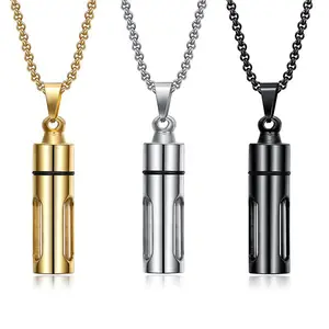 Fashion Personality Open Perfume Bottle Pendant Necklace Trendy Creative Men's and Women's Stainless Steel Jewelry