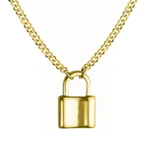 Unisex Padlock Silver Necklace - Men's and Women's Fashionable Simple Titanium Steel Necklace, 18-24 Inches  A Perfect Gift For  Lovers, Friends, Boyfriends, Girlfriends, Wife, Husband, Thanksgiving, Halloween, Black Friday, Christmas, and New Year W1089