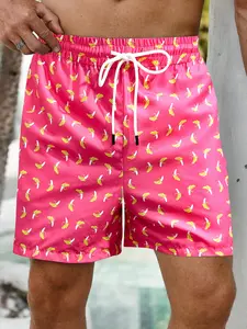 Men's Banana Print Shorts, Unique Fruit Pattern, Loose Fit, Quick-Dry Breathable, Casual Summer Pants, Home & Outdoors, Trendy Five-Pocket