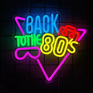 Back To The 80'S Neon Sign,Neon Signs for Wall Decor,USB Connectivity Led Signs for Party Decor,Back to The 80's Neon Light,80's Background Decor for Photography 80's Party Supplies