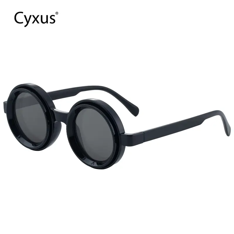 【Black Friday】Cyxus Polarized Sunglasses UV400 Protection Vintage Punk Style Men and Women Trendy Shades with Adjustable ND Filter 9-Step Light Reduction for Outdoor Photography Travel - P1323