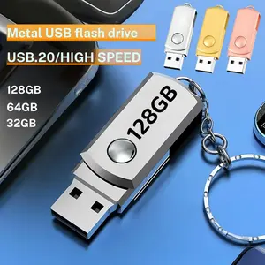 Fashionable Metal High-Speed USB 2.0 Flash Drive with Keychain, Durable 32GB/64GB/128GB Portable Thumb Drive for Photos and Files, Ideal Gift for Birthday and Christmas
