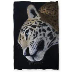 Begin Home Decor C1DCTXLWJJA8QS Realistic Leopard Face Twin Size Extra Long Duvet Cover - Black Animals Decor
