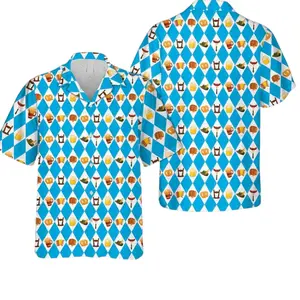 Hawaiian Shirt Prost Oktoberfest German Beer Festival – Aloha Button Down Drinking Team Outfit, Summer Vacation Shirt for Men Women Tropical Casual