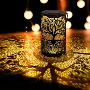Tree of Life Solar Lanterns Outdoor Hanging Lights - Weatherproof Metal LED Decor for Garden, Patio, Yard | Auto-On/Off Solar-Powered Pathway & Porch Lighting (Durable Design, Energy-Efficient)