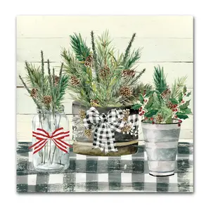 Courtside Market Christmas Gingham II 16x16 Can vas