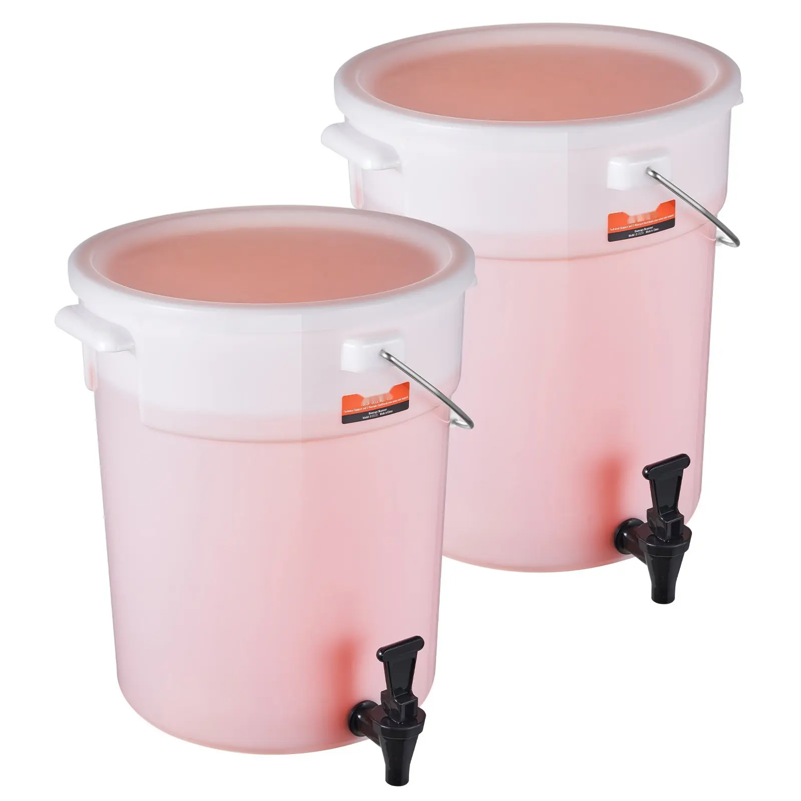 5-Gallon Beverage Dispenser Set With Spigot And Lid, Plastic Drink Dispensers For Iced Tea, Lemonade, Juice, And Water, 2-Pack, Ideal For Parties, Restaurants, Hotels, Catering Events