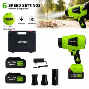 【SummerVibes】SEEVOLX Cordless 6-Speed Handheld Blower, Long-lasting Battery Life with Dual 21V Batteries, Portable & Versatile Electric Air Blower for Yard Work, Leaf Cleanup, Campfire Extinguishing, Car Care, Garage & Home Cleaning