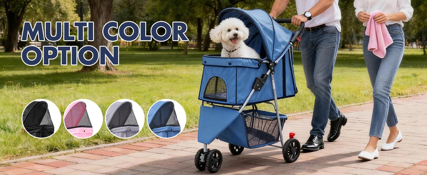 Foldable Pet Stroller for Small Medium Dogs and Cats, 3-Wheel Travel Dog Stroller with Adjustable Canopy, Cup Holder, Removable Pad and Extra Large Storage Basket, 33 lbs Capacity, Blue Foldable Pet Stroller for Small Medium Dogs and Cats, 3-Wheel Travel Dog Stroller with Adjustable Canopy, Cup Holder, Removable Pad and Extra Large Storage Basket, 33 lbs Capacity, Blue