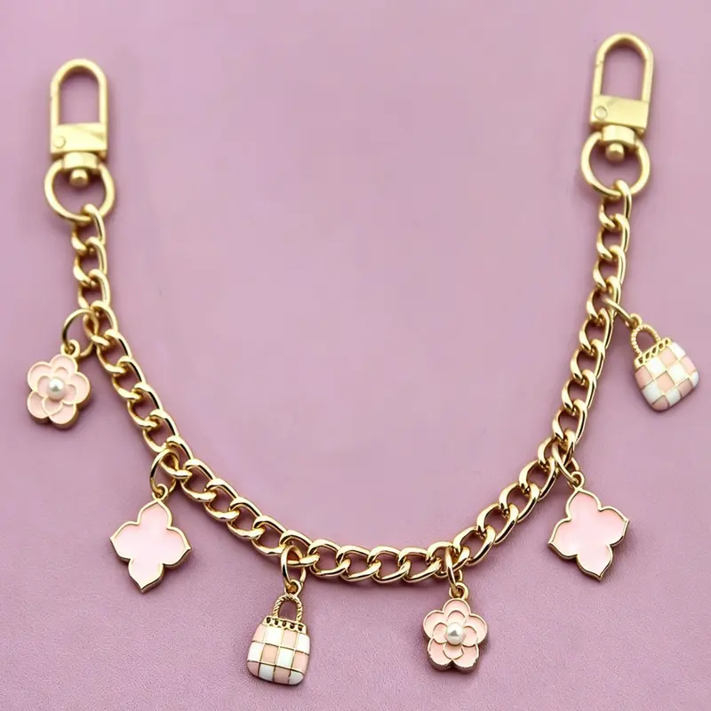 Bag Chains, Bag Accessories, Chain For Purse, Four-Leaf Clover, Heart Bag Chain Charm Available In Three Colors Resistant To Deformation And Fading Light Luxury & Gentle Style Compatible With Shoulder Bags And Tote Bags For Handbags