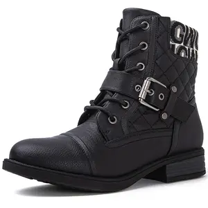 GLOBALWIN Women's Ankle Booties Fashion Combat Boots