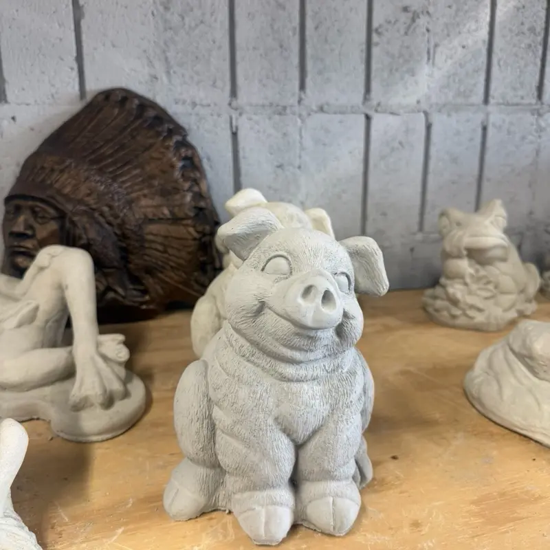 Concrete Pig Statue 7 Inches tall Garden Home Decor