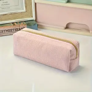 Durable Corduroy Pencil Case with Polyester Zipper Pen Pouch Serves as an ideal stationery organizer, perfect for storing school supplies and meets the needs of office and home use scenarios, Desk Accessories, Pen Box