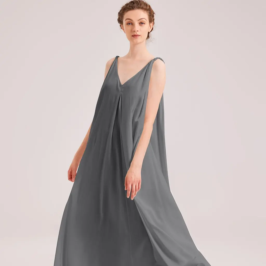 Greek Open Back Silky Maxi Dress