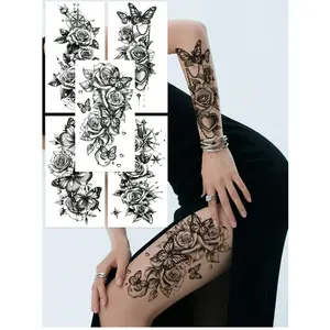 5 Pieces Temporary Butterfly Flower Tattoo Stickers, Waterproof Temporary Tattoos for Arms and Legs, Waterproof and Sweatproof, Easy Application for Women, Perfect for Parties and Valentine's Day