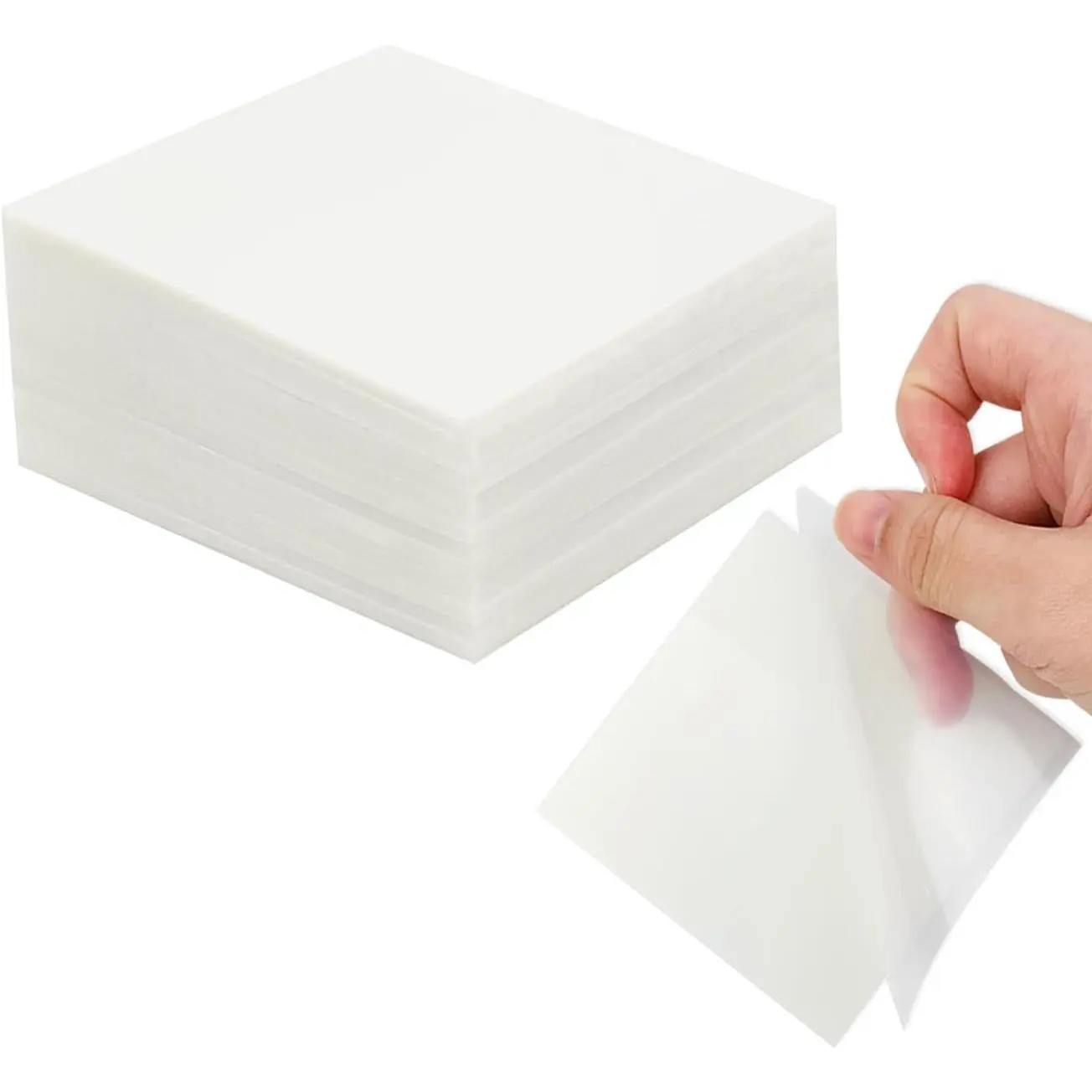6Pack Transparent Sticky Notes, Clear, 3’’ x 3’’ Translucent, Waterproof See Through, 300 Sheets Sticker Paper Self Adhesive Label
