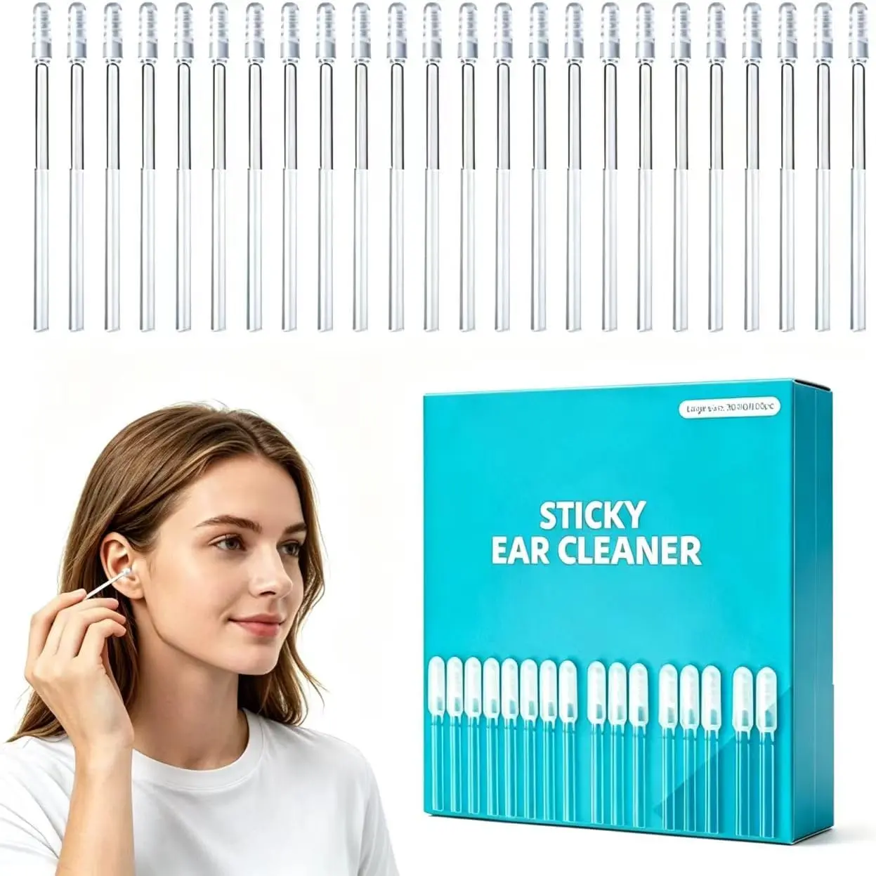 Sticky Cleaning Ear Stick 24/48 PCS, Gentle Reusable Soft Spiral Head Adhesive Ear Pick for Safe Ear Cleaning, with Gentle Removal Stick for All Ages