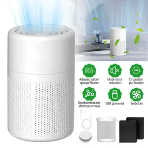 20dB Silent Air Purifier with Built-in Activated Carbon Layer Purification HEPA Sponge Purification