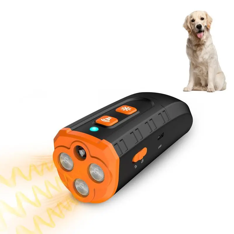 Ultrasonic Bark Stopper, Handheld Dog Trainer with Wristband, Portable Dog Repellent Tool with LED Light, Outdoor Pet Training Supplies, Training Aid, Puppy Training Tools, Training Gear