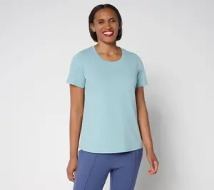 LOGO by Lori Goldstein Short Sleeve 100% Cotton Everyday Tee