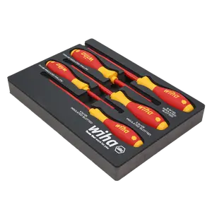Wiha 32081 5 Piece Insulated SoftFinish Cushion Grip Screwdriver Tray Set