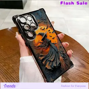 Halloween unique ghost witch bat colorful print phonecase for girls,shockproof and drop-resistant, suitablefor iPhone 17 Pro Max Air/16 Pro Max 15 14 13 12 11 XRSamsung Galaxy S22 S23 FE S24 Plus S25 Ultra,suitable for Halloween and Christmas gifts
