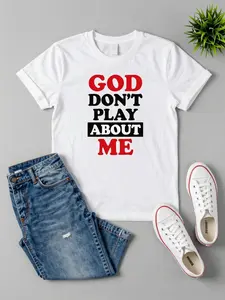 1pc Teenager'S Casual Crew Neck T-Shirt with God D
