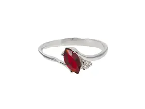 Sterling Silver Crystal Birthstone Marquise Ring - Garnet