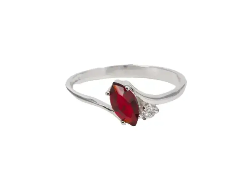 Sterling Silver Crystal Birthstone Marquise Ring - Garnet