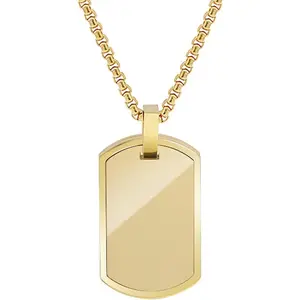 Geoffrey Beene Men's Stainless Engravable Dog Tag Pendant Box Chain Necklace