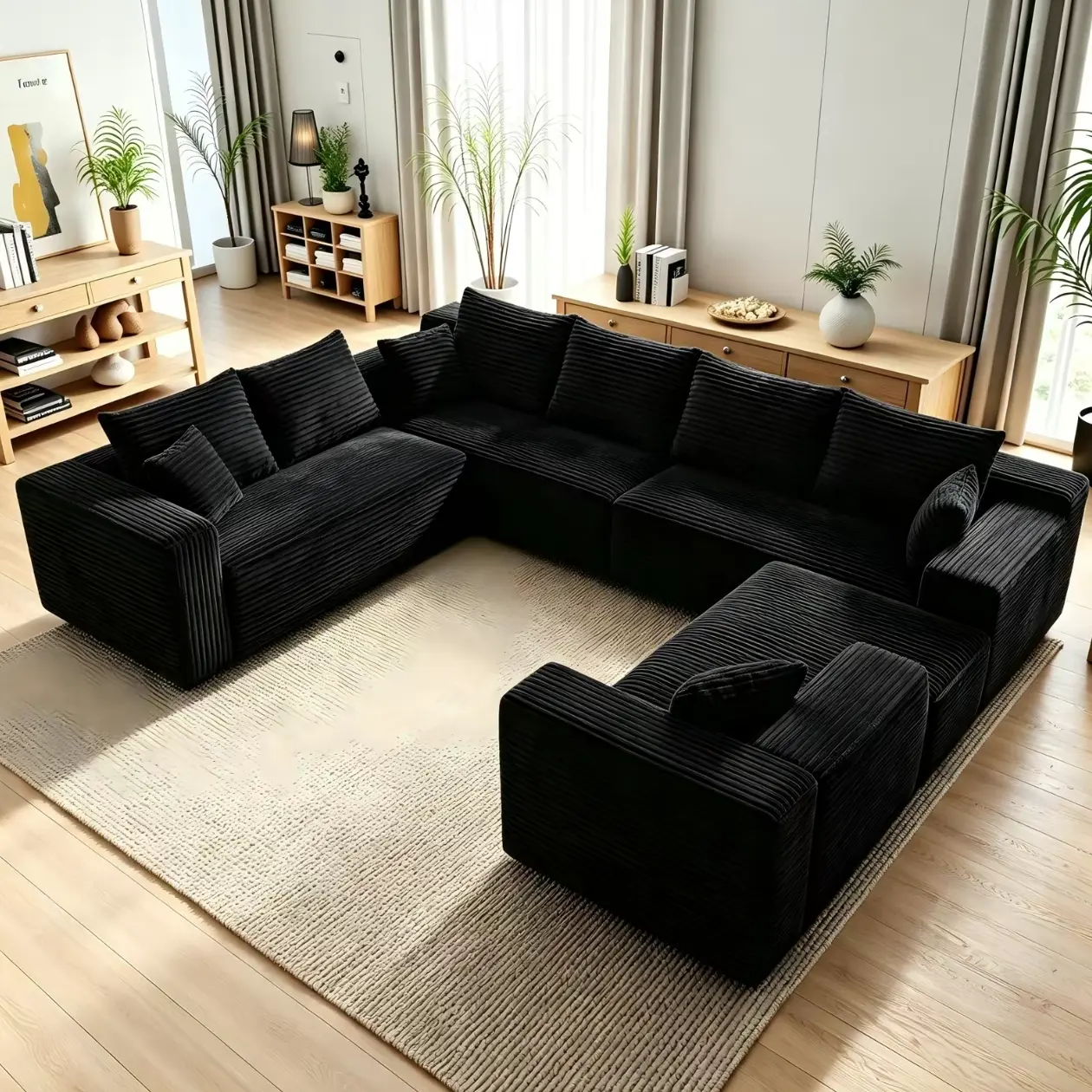 120-in Oversized U-Shaped Boneless Cloud Couch - 8-Seater Modular Sectional Couch, 4-in-1 Flexible Deep Seat Corner Sofas Living Room Furniture with Chaise Lounges, No Assembly, 2-Package Shipping