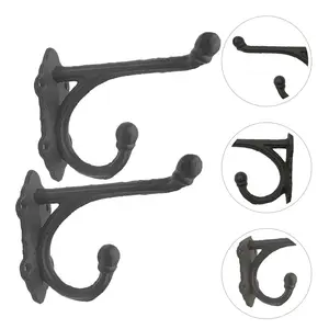 2Pcs Cast Iron Vintage Wall Mounted Coat Hooks Towel Kitchen Bathroom Decor Retro Style Hat Hangers Metal Wall，Heavy Duty Floating Brackets Wall Mounted