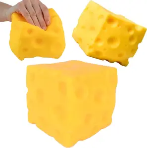 Squishy Cheese Block - Yellow, moldable fidget Toy with Squeeze Feature, Ideal for Play and Relaxation