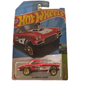 Hot Wheels '62 Corvette Gasser Diecast 1:64 Scale Collectible Model Car with Detailed Red and White Design