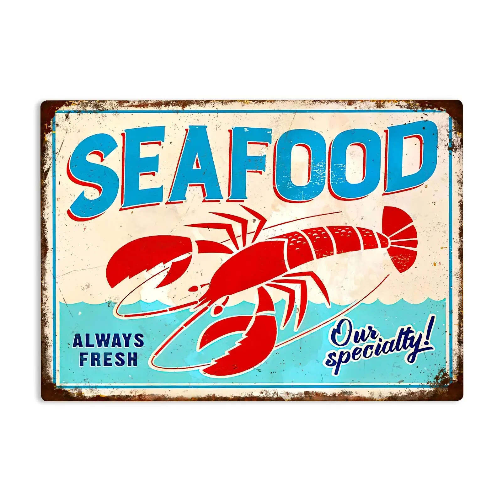 Seafood Vintage Restaurant Metal Tin Sign Poster Retro Rustic Design Kitchen Wall Plaque Decoration Sea Food Lobster Kitchen Signs Home Decor