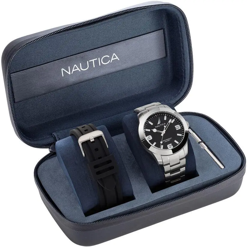 Nautica Pacific Beach Stainless Steel Mens Watch NAPPBF205, Neutral, 30M - 50M