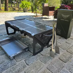 Ammo Grill – PA156 Fire Pit & Grill + ¼" Steel Griddle & Tongs