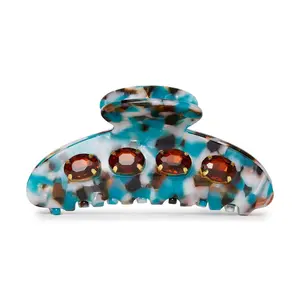 CORNFLOWER BLUE LARGE CRYSTAL CLAW CLIP