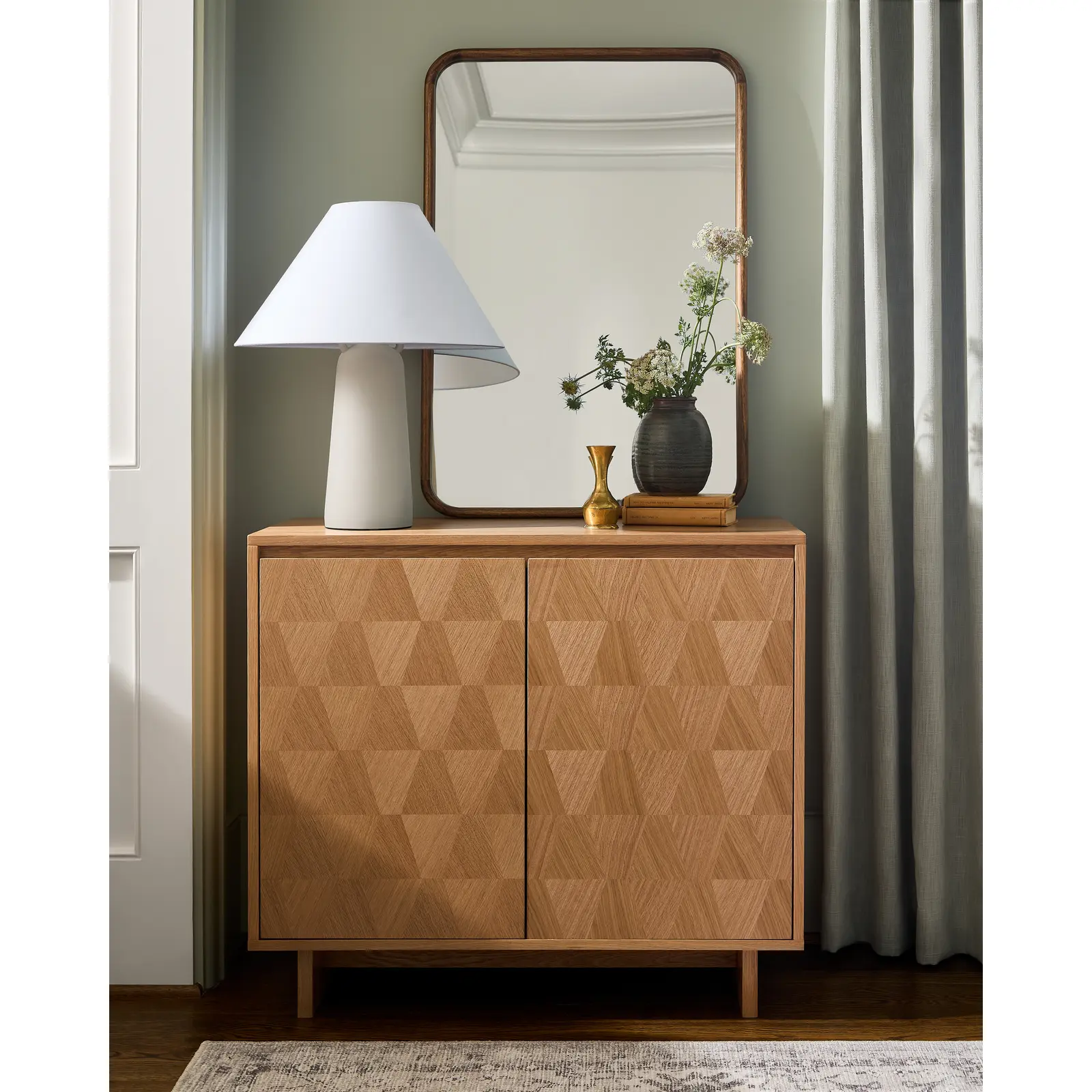 Livabliss x Becki Owens Ventana Contemporary Natural Oak Veneer Wood Storage Cabinet - Indoor Furniture, Interior Hallway Use, Minimalist Decluttering, Assembly Required
