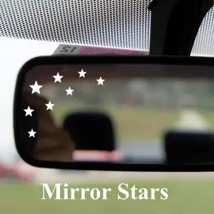 1SET ：Hardcore Cute Minimalist Style Star Rearview Mirror Sticker, White Line Star Decal, Suitable for Car & Motorcycle Interiors, Girly Owner & Trend Lover Personalized Decor, Car Decals