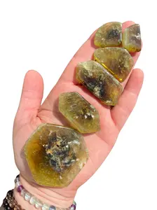 New Moon Beginnings Green Garnet Stone Slice - Natural Green Color, Round Shape, Ideal for Gem Collecting