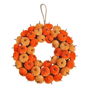 Realistic Autumn Decoration Wreath Wrapped Pumpkin Decor, Fall Home Decor, Artificial Flower Ring, Perfect for Thanksgiving