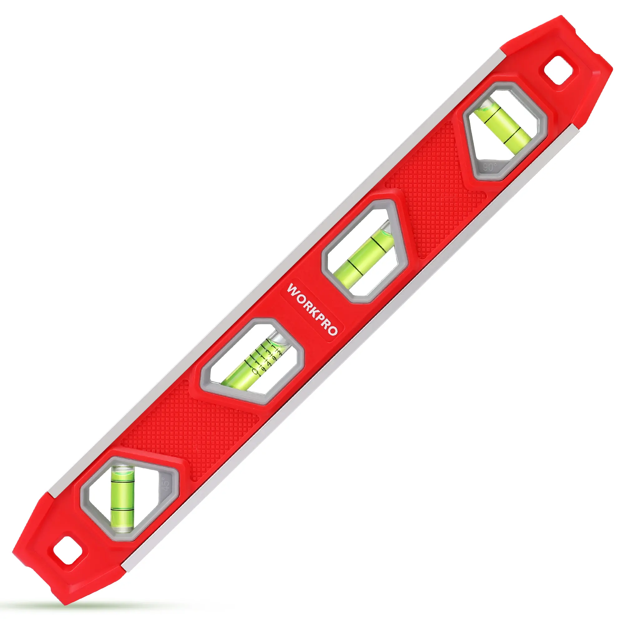 #fathersdaygift WORKPRO Torpedo Level, Magnetic Small Leveler Tool, Plumbing Level with Pitch Vial, Aluminum Reinforced, 4 Bubbles, V-Groove for Conduit Bending