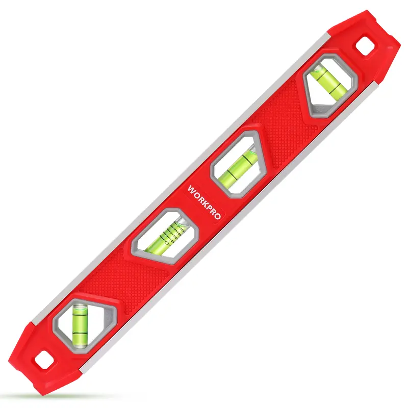 #toolupgrade WORKPRO Torpedo Level, Magnetic Small Leveler Tool, Plumbing Level with Pitch Vial, Aluminum Reinforced, 4 Bubbles, V-Groove for Conduit Bending