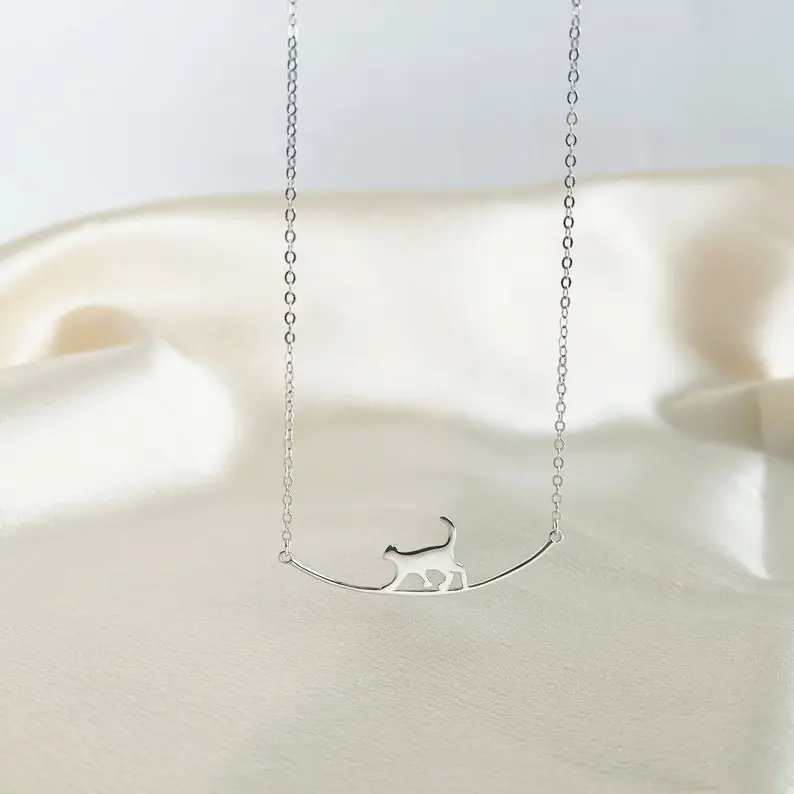AS164 Cat Pendant Personalized Stainless Steel Cat Kitten Necklace Gift for Men and Women