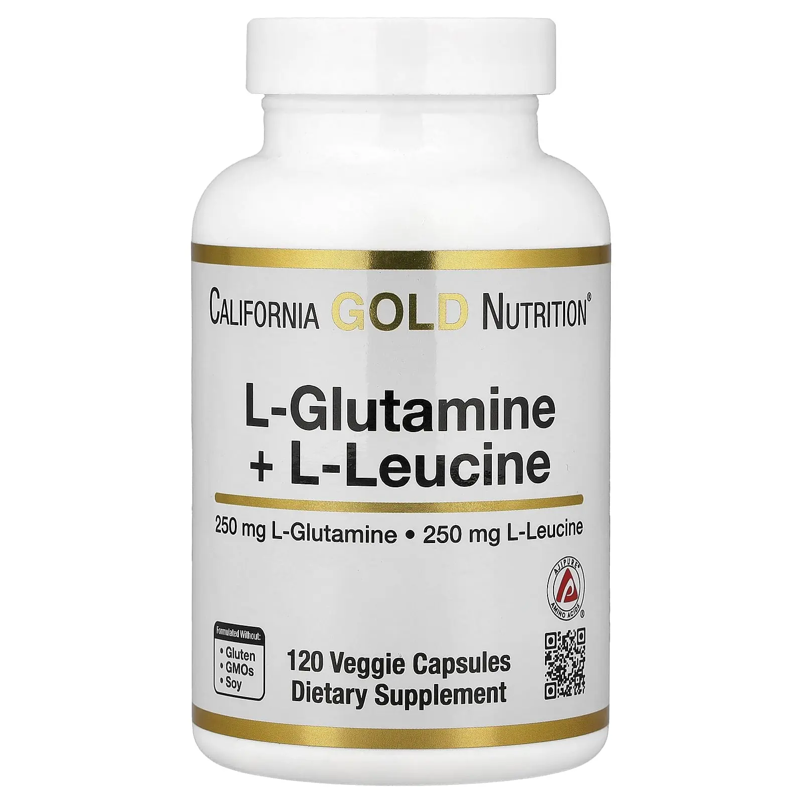 California Gold Nutrition L-Glutamine + L-Leucine, 120 Veggie Capsules