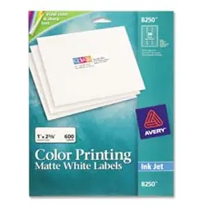 Avery Consumer Products  Color Inkjet Labels- Matte White- Rectangle- .75in.x2-.25in.- WE