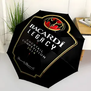 Bacardi Legacy pattern-printed new umbrella, 1 self-folding umbrella, portable foldable travel umbrella, outdoor umbrella, Christmas birthday festival gift