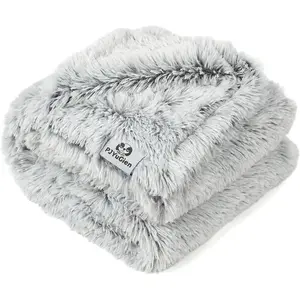 Dog Blanket for Dogs Puppies and Pets, Lightweight & Portable Fluffy Fleece Throw, Super Soft Plush Cat Blanket for Couch/Car Seat/Furniture, Machine Washable, 16"x24", Grey